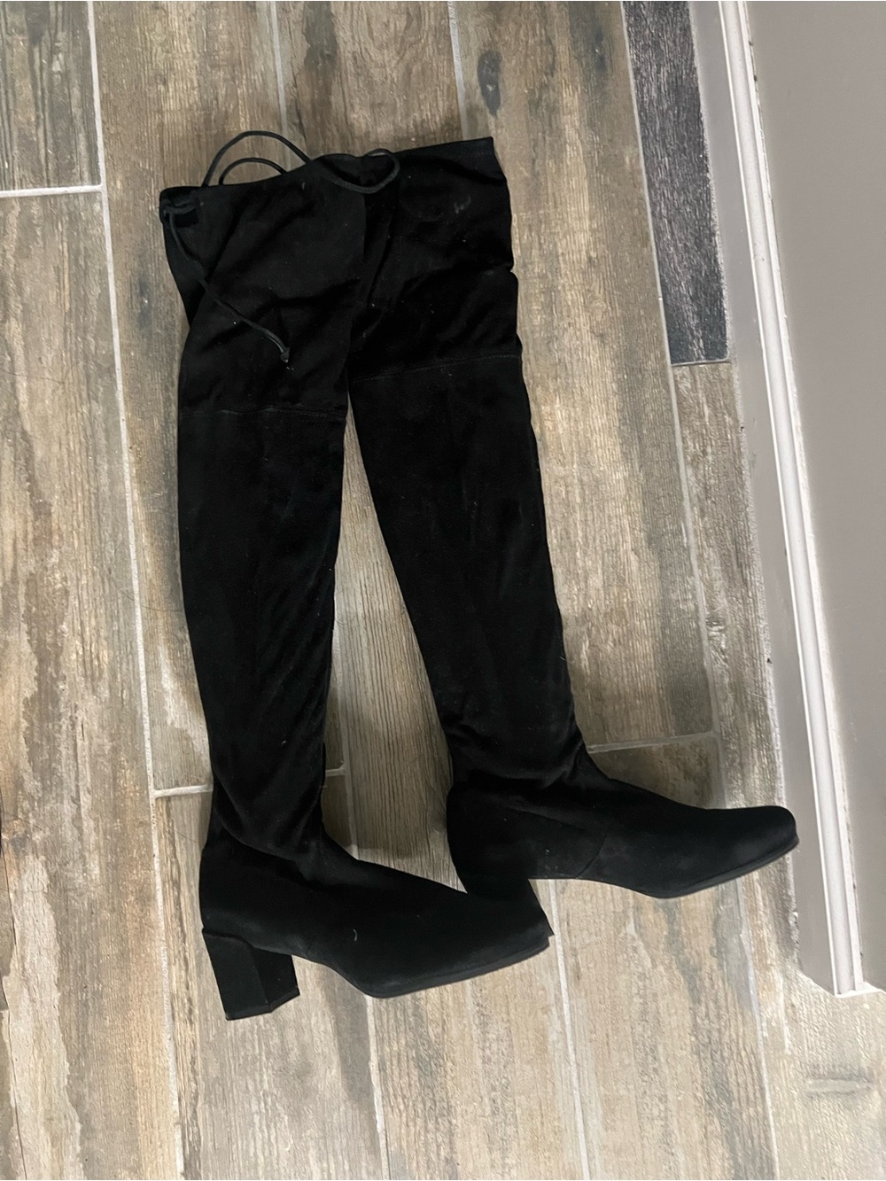 Stuart Weitzman Black Over-the-Knee Block Heel Boots